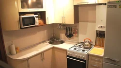 Khrushchev Kitchen Design With Gas Stove And Refrigerator 6 Sq.