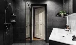 Black Bathroom Design With Shower Photo