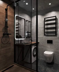 Black bathroom design with shower photo
