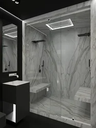 Black Bathroom Design With Shower Photo