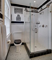 Black bathroom design with shower photo