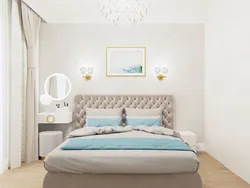 Bedroom Interior With A Soft Bed In Beige