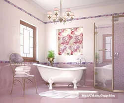 Bathroom tile design with flowers