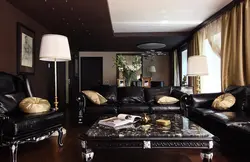 Living room interior in dark color photo