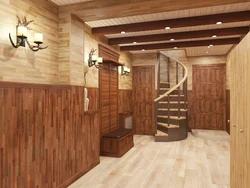 Hallway design in the house wood