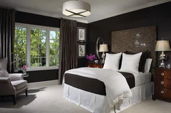 Gray brown wallpaper in the bedroom photo
