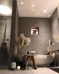 Современный дизайн потолок в ванной