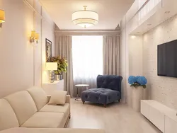 Living room design in an apartment with a sofa