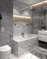 Glossy tiles in the bathroom interior