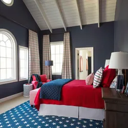 Color combination in the bedroom interior red