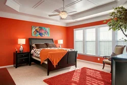 Color combination in the bedroom interior red