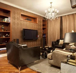 Classic living room with dark furniture photo