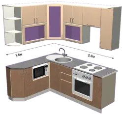 Угловые модульные кухни фото с размерами