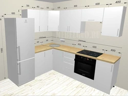 Corner modular kitchens photos with dimensions