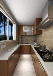 Дизайн узкой кухни с окном 2 на 4