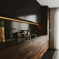 Black kitchens with wood interior photos