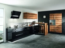 Black Kitchens With Wood Interior Photos