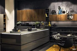 Black Kitchens With Wood Interior Photos