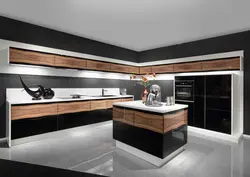 Black Kitchens With Wood Interior Photos