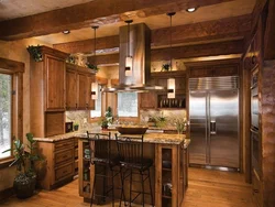 Фото деревянной кухни гостиной