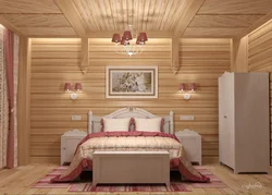 Дизайн потолков спальни деревянного дома