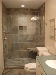 Photo of the bathroom in the apartment with real tiles