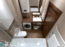 Санузел дизайн с ванной маленький совмещенный и стиральной