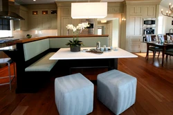 Island in the kitchen photo with dining area