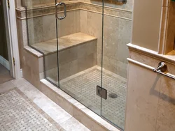 Bathtub with tile shower tray photo
