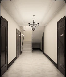 Light hallway interior with dark doors