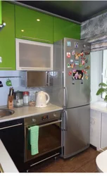 Interior in a Khrushchev-era kitchen 6 sq m design with a refrigerator