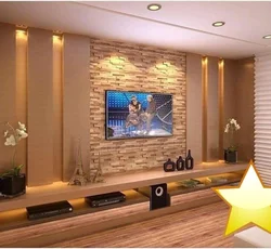 Design Of A Wall With A TV In The Living Room Photo