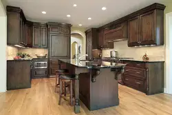 Dark Wooden Kitchen In The Interior