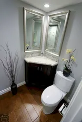 Bathroom interior with corner toilet