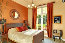 Red color in the bedroom interior