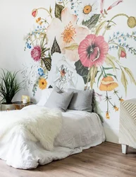 Bedroom Design Flowers On The Wall