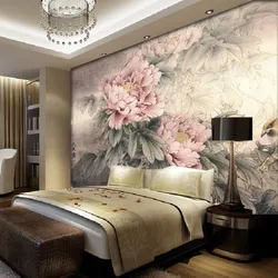 Дизайн Спальни Цветы На Стене