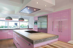 Kitchen Interior With Pink Walls