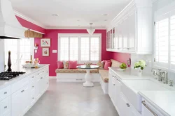 Kitchen Interior With Pink Walls