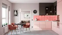 Kitchen Interior With Pink Walls