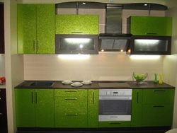 Kitchen interior olive metallic with white
