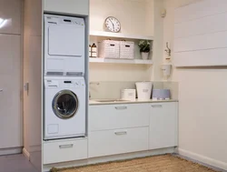 In The Kitchen There Is A Washing Machine And Dishwasher Photo