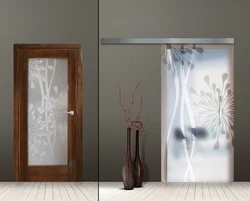 Photo of bathroom doors with glass