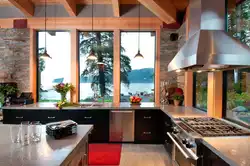 Full-wall window kitchen interior