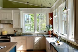 Full-wall window kitchen interior