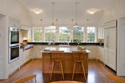 Full-wall window kitchen interior