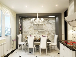 Photo wallpaper for the kitchen in the interior of the dining area