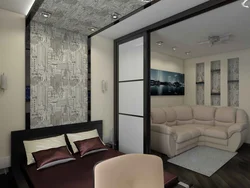 Дизайн гостиной спальни 17 кв м с балконом