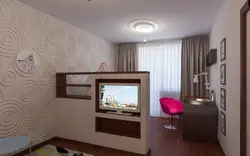 Design of living room bedroom 17 sq m with balcony