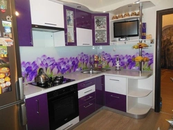 Фиолетовая Кухня Угловая Маленькая Фото